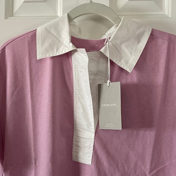 New Everlane The Organic Cotton Polo Short Sleeve Dress Mauve Size M Medium - Picture 5 of 9
